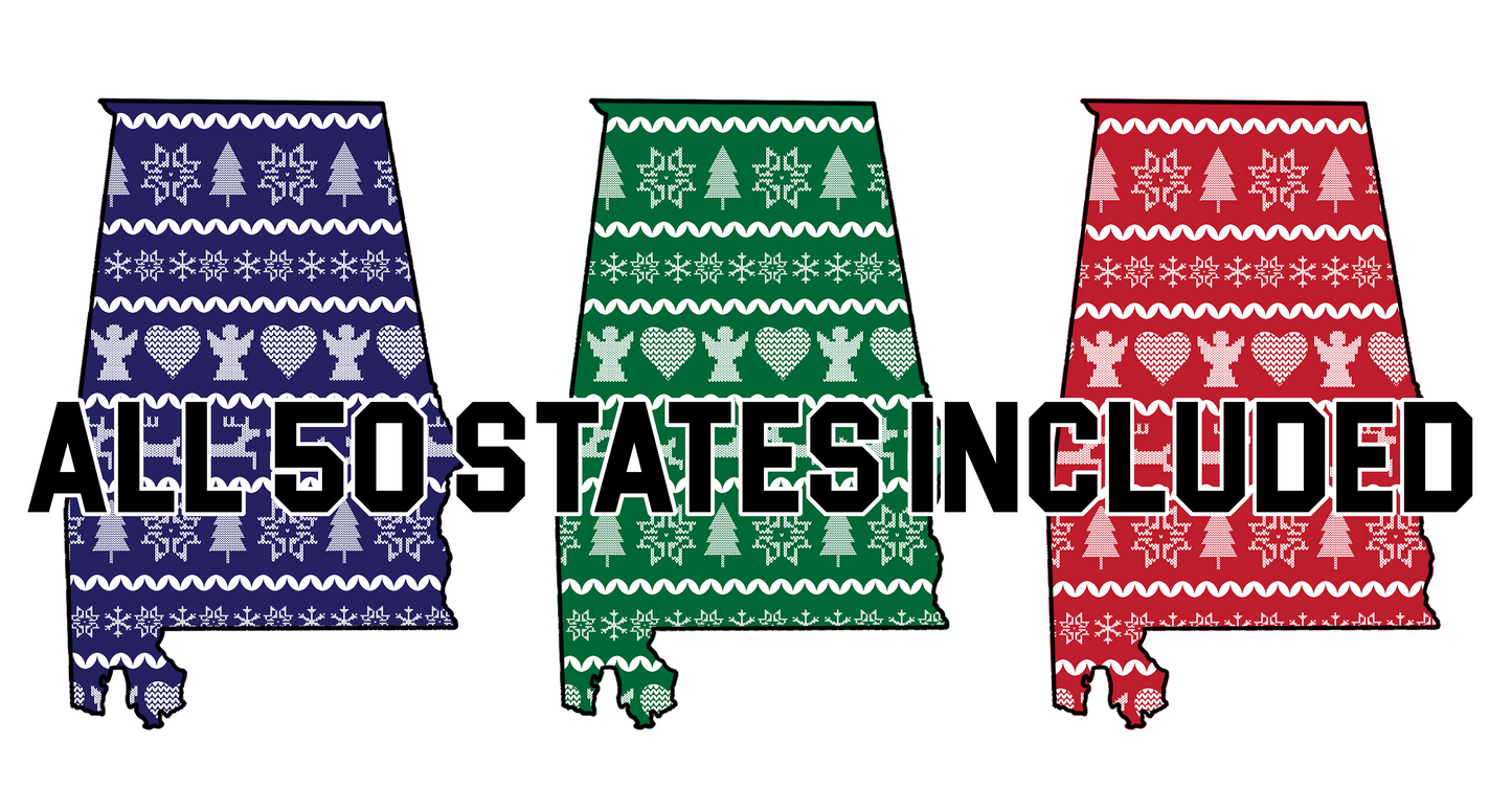 Christmas sweater states in three colors PNGS