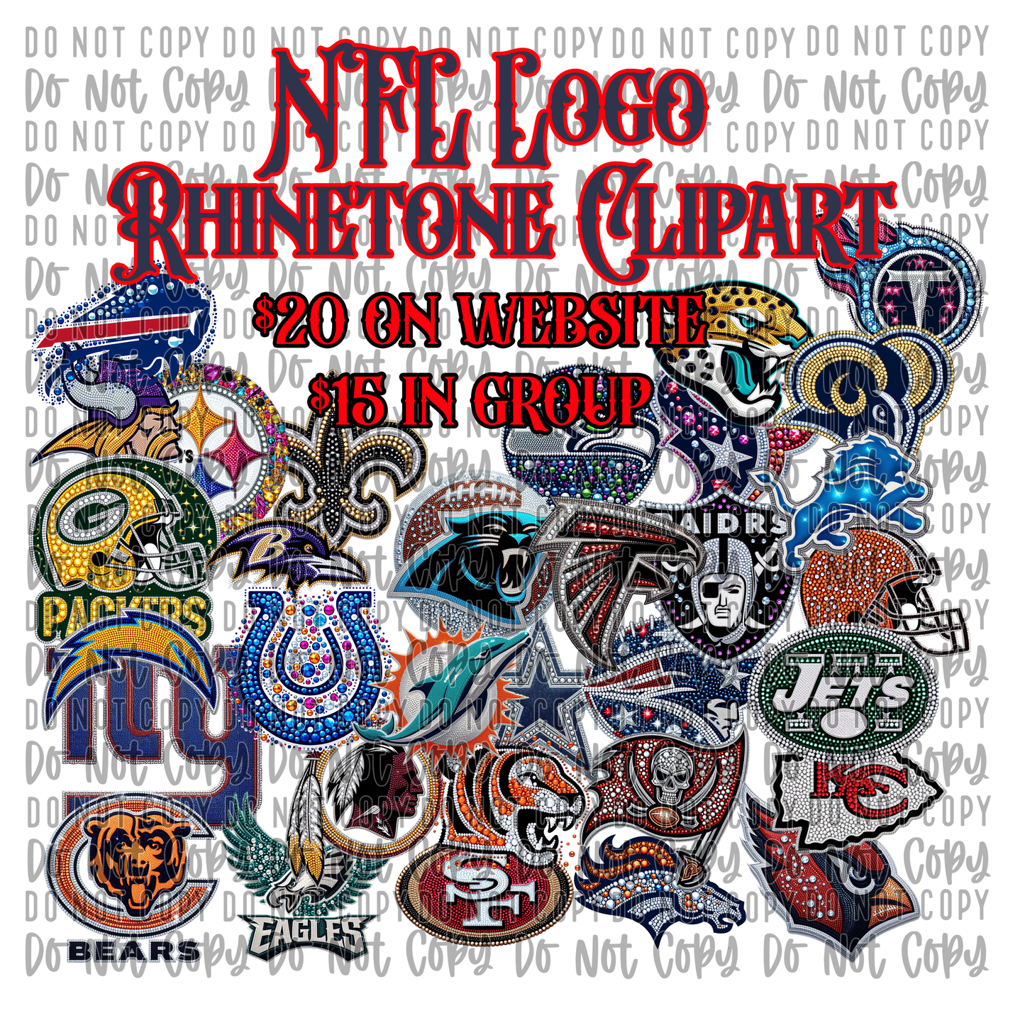 NFL Logo Rhinestone Digital PNG Bundle